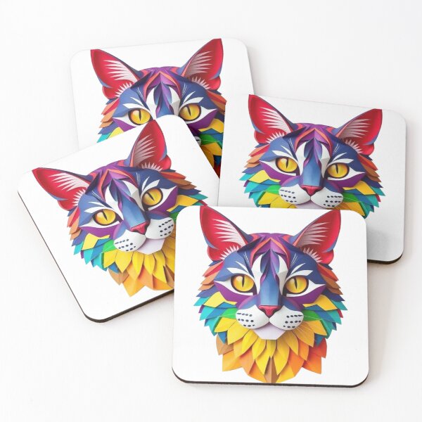 Item preview, Colorful Papercraft Cat Portrait | Layered Paper Art Wall Decor designed and sold by The D Edition.
