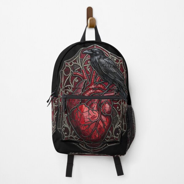Item preview, Crimson Heart with Sentinel Raven — Gothic Stained Glass designed and sold by David Mateo ArtWorks.