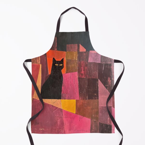 Item preview, Black Cat Magenta Cubist Art Print | Geometric Cat and Bird Painting | Pink and Mauve Wall Art designed and sold by ThingsCatsDo.
