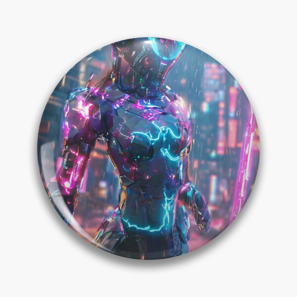 Item preview, Cyberpunk Neon Female Warrior Mecha Armor designed and sold by PrismArtStore.