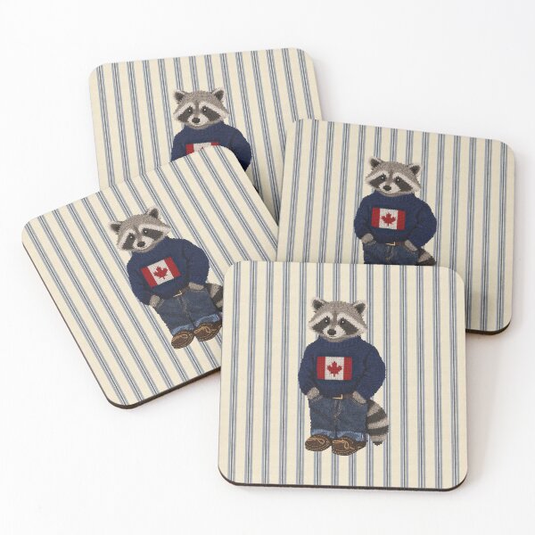 Item preview, Cute Preppy Raccoon - Canada Flag designed and sold by theherbariumofspells.