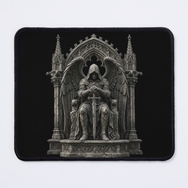Item preview, Winged Guardian Angel on Throne — Gothic Stone Sculpture designed and sold by David Mateo ArtWorks.