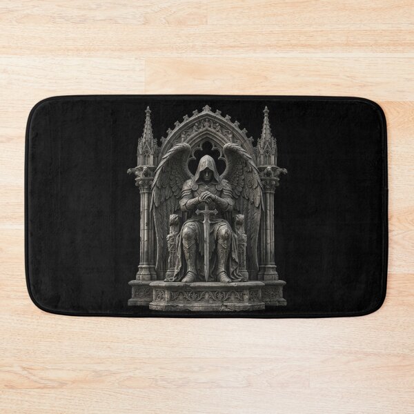 Item preview, Winged Guardian Angel on Throne — Gothic Stone Sculpture designed and sold by David Mateo ArtWorks.