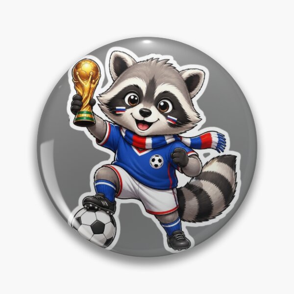Item preview, Cute Soccer Raccoon Champion Sticker | Cartoon Football Fan Animal designed and sold by UniqueDesigningshop .