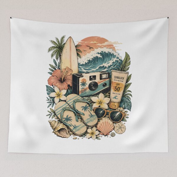 Item preview, Vintage Summer Surf Essentials Collage designed and sold by Drofted.