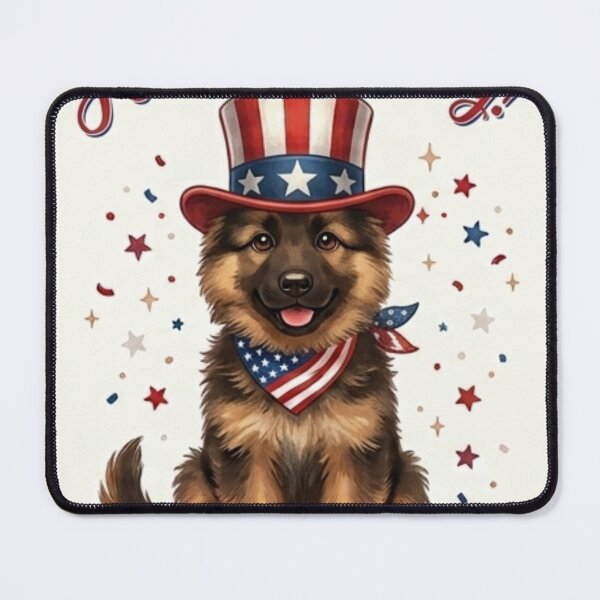Item preview, ​Cute German Shepherd with Uncle Sam Hat 4th of July Puppy designed and sold by SilentFlower.