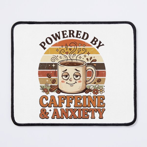 Item preview, Powered by Caffeine & Anxiety Funny Retro Coffee Lover Vintage Desig designed and sold by CreativeNest Prints.