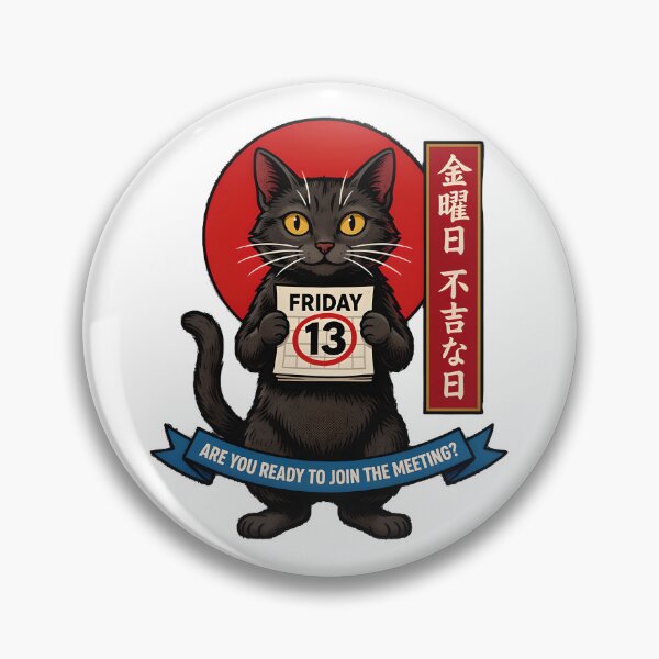 Item preview, Black cat on Friday 13th e-Ukiyo style Are you ready to join the meeting? designed and sold by ParadoxParadox.