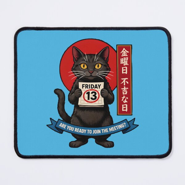 Item preview, Black cat on Friday 13th e-Ukiyo style Are you ready to join the meeting? designed and sold by ParadoxParadox.