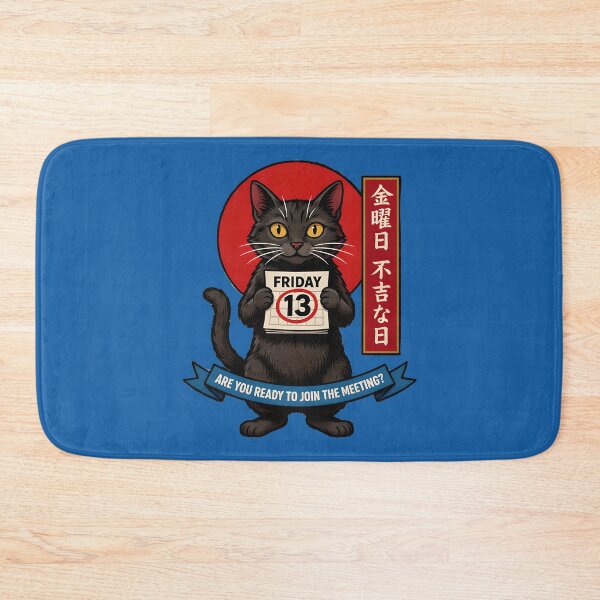 Item preview, Black cat on Friday 13th e-Ukiyo style Are you ready to join the meeting? designed and sold by ParadoxParadox.