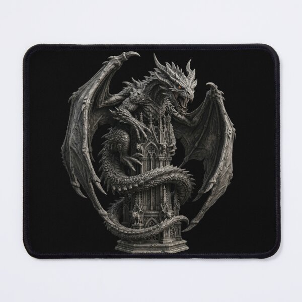 Item preview, Stone Dragon Coiled Around Tower — Gothic Sculpture designed and sold by David Mateo ArtWorks.