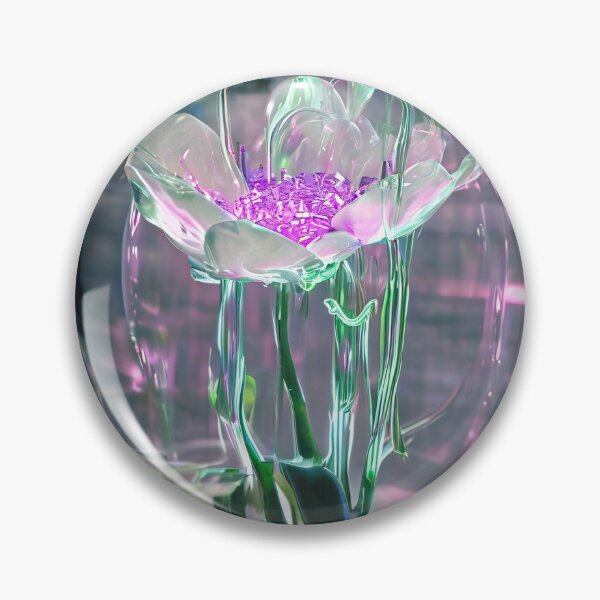 Item preview, Bioluminescent Holographic Tech Flower Glass Dome designed and sold by PrismArtStore.
