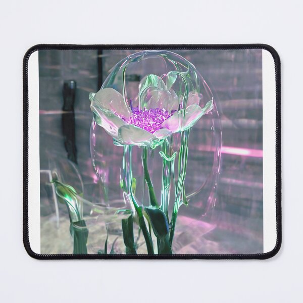 Item preview, Bioluminescent Holographic Tech Flower Glass Dome designed and sold by PrismArtStore.