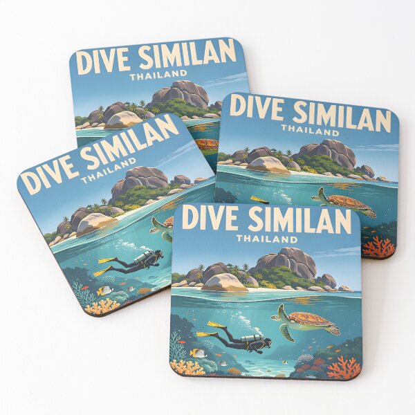 Item preview, Similan Islands Thailand Vintage Travel Poster – Tropical Paradise Wall Art designed and sold by Spirit of Siam.