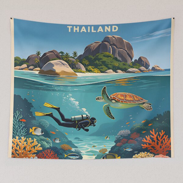 Item preview, Similan Islands Thailand Vintage Travel Poster – Tropical Paradise Wall Art designed and sold by Spirit of Siam.
