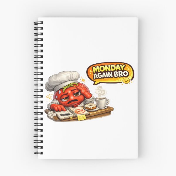 Item preview, Monday Again Bro Tired Tomato Chef Cartoon Meme designed and sold by Bhinfy.