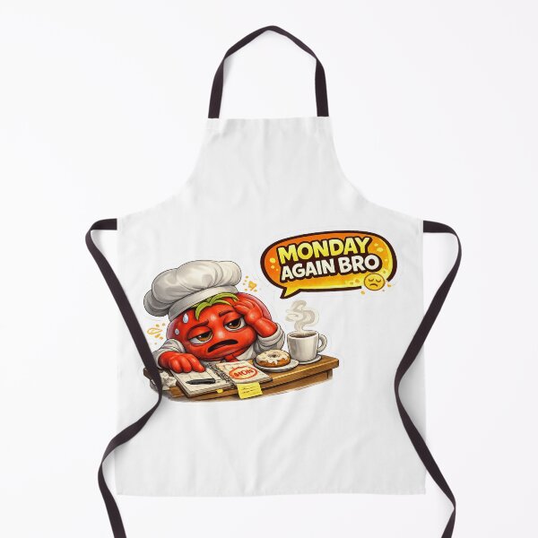 Item preview, Monday Again Bro Tired Tomato Chef Cartoon Meme designed and sold by Bhinfy.
