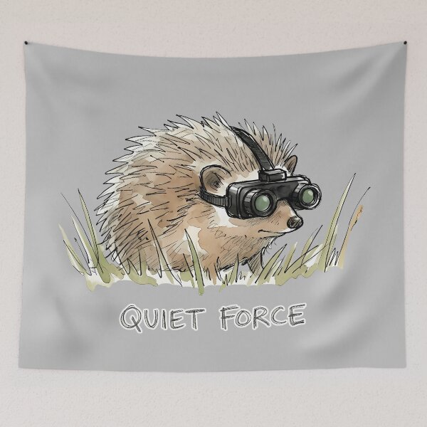 Item preview, Quiet Force - Cute Hedgehog with Night Vision Goggles Watercolor Art designed and sold by SoulPT.