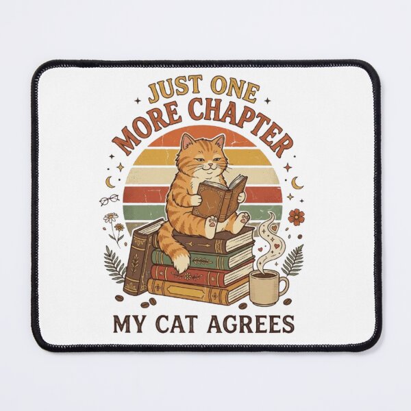 Item preview, Just One More Chapter Funny Cat Book Lover Vintage Retro Design designed and sold by CreativeNest Prints.
