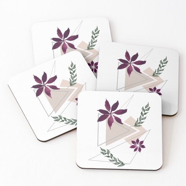 Item preview, Flowers and leaves against a background of geometric shapes designed and sold by La-Bogi.