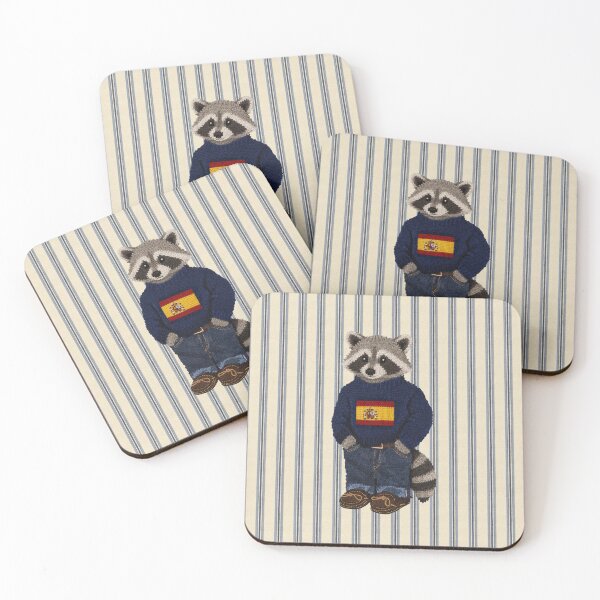 Item preview, Cute Preppy Raccoon - Spain Flag designed and sold by theherbariumofspells.