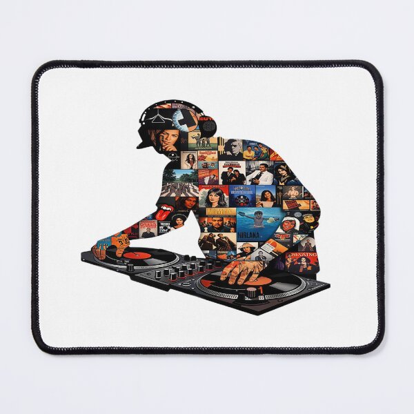 Item preview, DJ Silhouette Collage Made from Iconic Album Covers designed and sold by Artisan Finds Online.