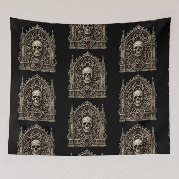 Item preview, Skull Altar with Crimson Gem — Gothic Sculpture designed and sold by David Mateo ArtWorks.