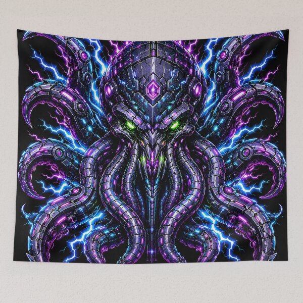 Item preview, Cyberpunk Void Kraken Tech Biomechanical Octopus Lightning designed and sold by RiteshCenter .