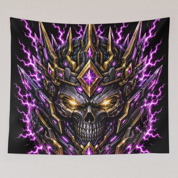 Item preview, Cyberpunk Void King Cyber Mecha Skull Lightning Crown Dark Fantasy designed and sold by RiteshCenter .