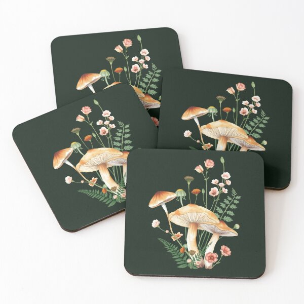 Item preview, Forest Mushroom Pattern on a Green Background | Mushroom Art | Nature-Inspired Pattern designed and sold by UnhingedBird.