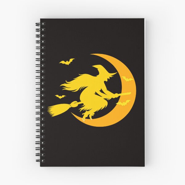 Item preview, Retro Yellow Witch Flying on Broom with Bats designed and sold by Grump and Co.