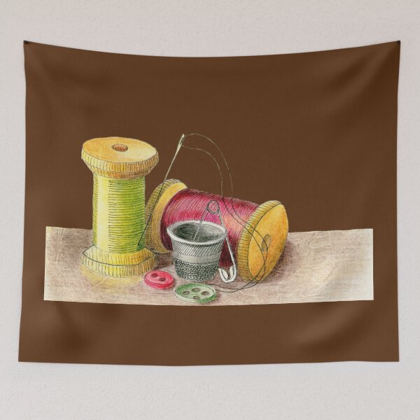 Item preview, Sewing Notions Watercolor - Thread Spools and Thimble Illustration designed and sold by Ihor Ivanov.