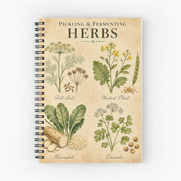 Item preview, Pickling and Fermenting Herbs Vintage Botanical Illustration Print designed and sold by NuvoraNest.
