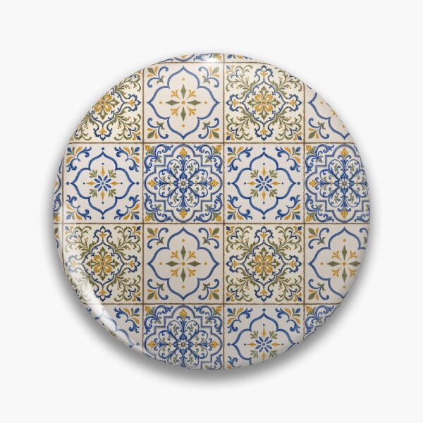 Item preview, Mediterranean Olive Azulejo Patchwork designed and sold by The Blue Window.