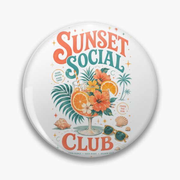 Item preview, Sunset Social Club Summer Cocktail Design designed and sold by Drofted.