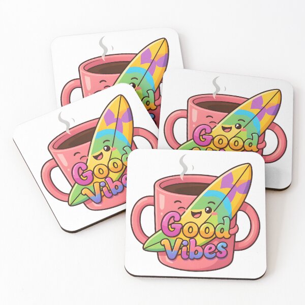 Item preview, Cute Coffee Mug with Surfboard Good Vibes Summer designed and sold by KCasual.