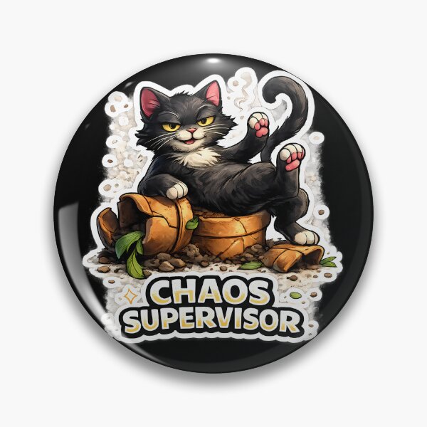 Item preview, Chaos Supervisor Funny Black Cat Sticker – Mischievous Cat Meme Plant Destroyer Design designed and sold by lazygum.