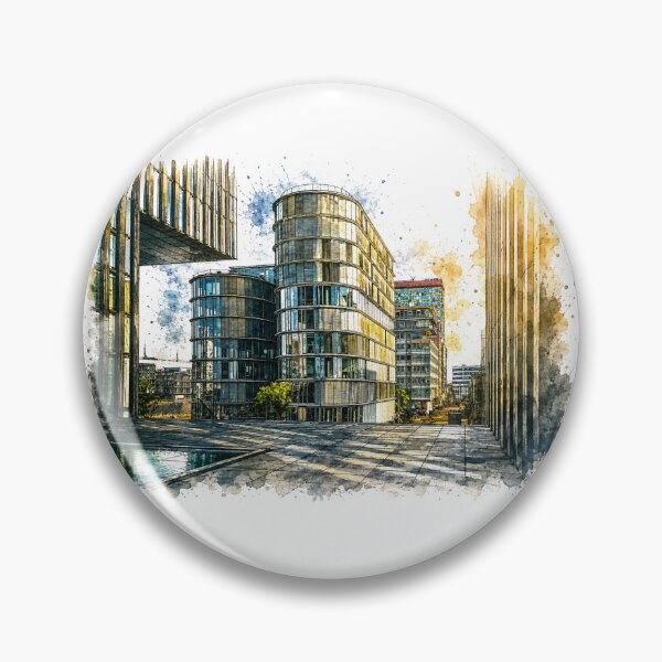 Item preview, Modern architecture in Düsseldorf – Urban charm in watercolor & ink designed and sold by Peter Kaul.