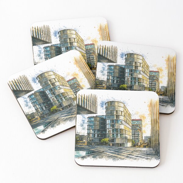 Item preview, Modern architecture in Düsseldorf – Urban charm in watercolor & ink designed and sold by Peter Kaul.