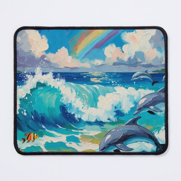 Item preview, Joyful Vibrant Ocean with Dolphins Playing – Happy Turquoise Wave Canvas Print designed and sold by Nexus Space.