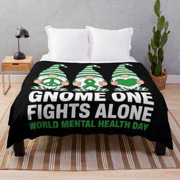 Item preview, World Mental Health Day Gnome One Fights Alone Wear Green designed and sold by sailorjessiArt.