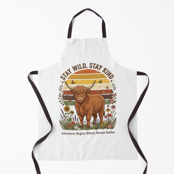 Item preview, Stay Wild Stay Kind Highland Cow Vintage Retro Wildflower Design designed and sold by CreativeNest Prints.