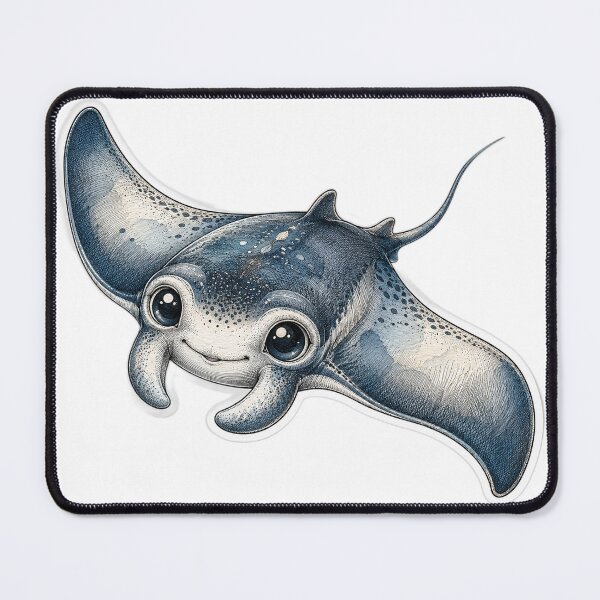 Item preview, Cute Vintage Manta Ray - Blue Ocean Ray Illustration designed and sold by PND7777.
