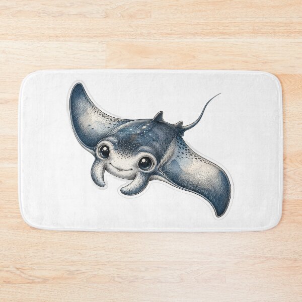 Item preview, Cute Vintage Manta Ray - Blue Ocean Ray Illustration designed and sold by PND7777.