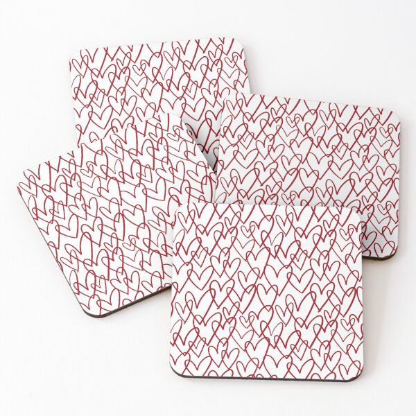 Item preview, Red Hand Drawn Hearts Cute Line Art Pattern designed and sold by Zaya_art.