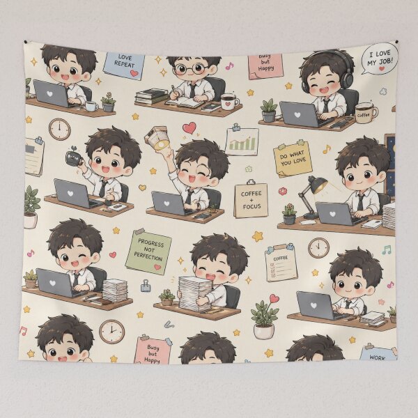 Item preview, Happy Office Worker Pattern designed and sold by 0606PM.