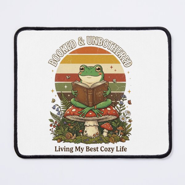 Item preview, Booked & Unbothered Cute Frog Reading Books Cottagecore Vintage Design designed and sold by CreativeNest Prints.