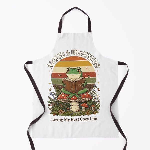 Item preview, Booked & Unbothered Cute Frog Reading Books Cottagecore Vintage Design designed and sold by CreativeNest Prints.