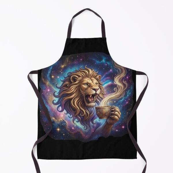 Item preview, Roaring Cosmic Lion Drinking Coffee Nebula Art designed and sold by Dream Weave Studio.