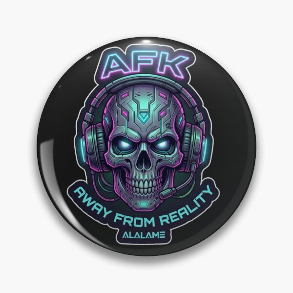 Item preview, AFK Away From Reality - Funny Cyberpunk Gamer Skull Sticker designed and sold by alalame.